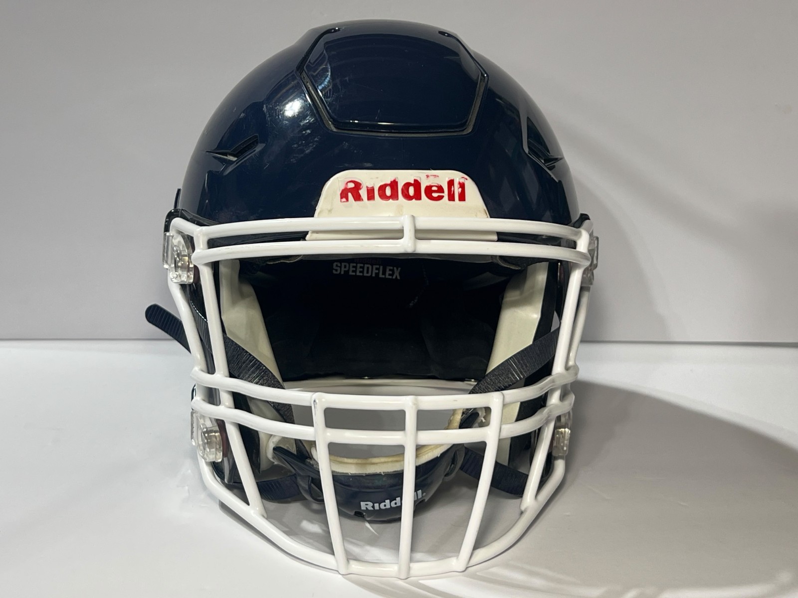 Riddell SpeedFlex Football Helmet Adult Large L Navy Blue White Facemask Recert