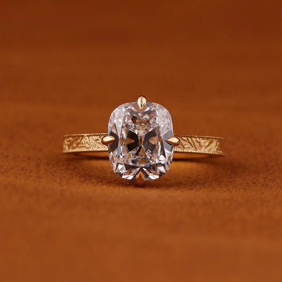 Black Friday Sale 1CT Old Mine Cushion Cut Natural Diamond Halo Ring 14k Gold Black Friday Sale 1CT Old Mine Cushion Cut Natural Diamond Halo Ring 14k Gold