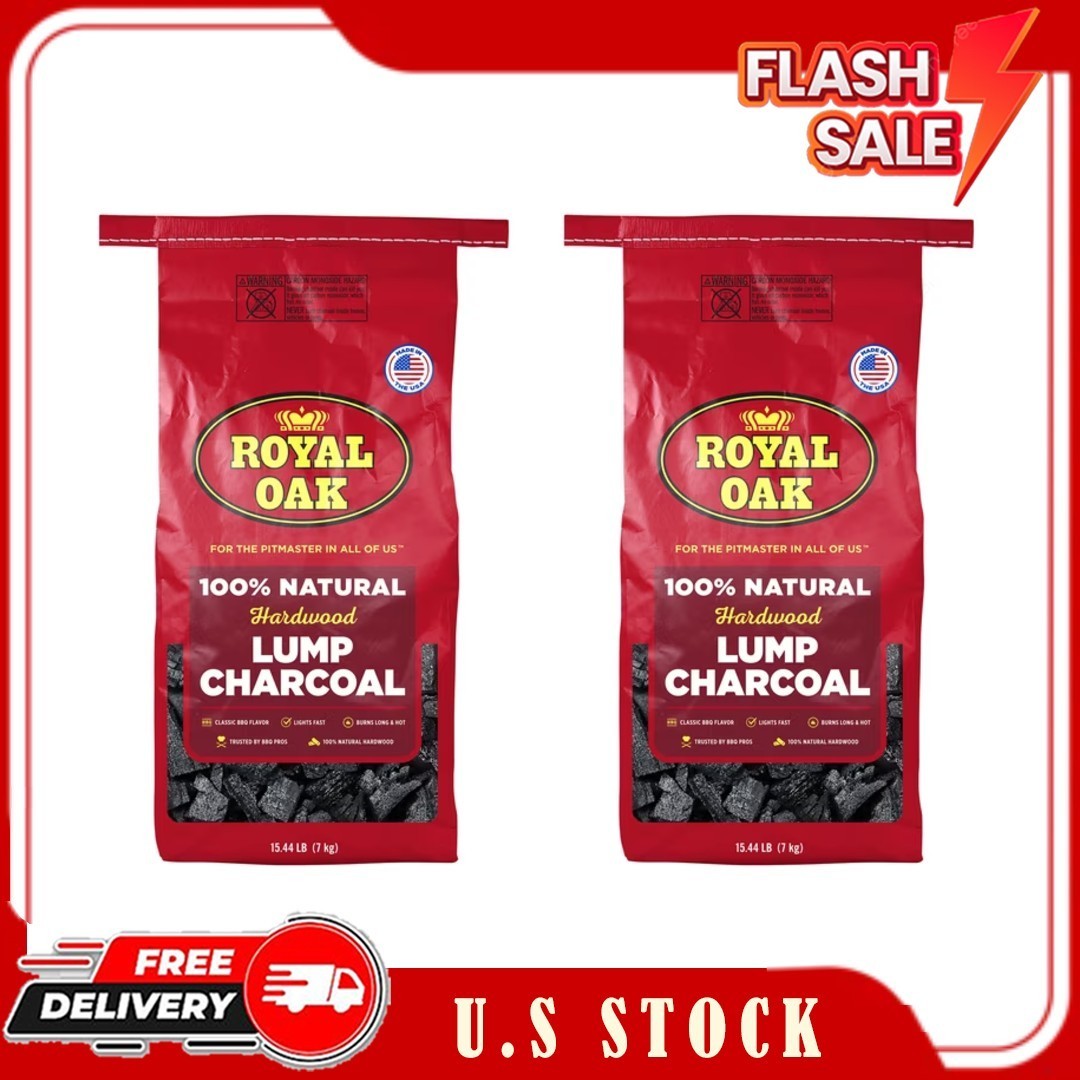 2 Pack Royal Oak 100% All Natural Hardwood Lump Charcoal, 15.4 lbs