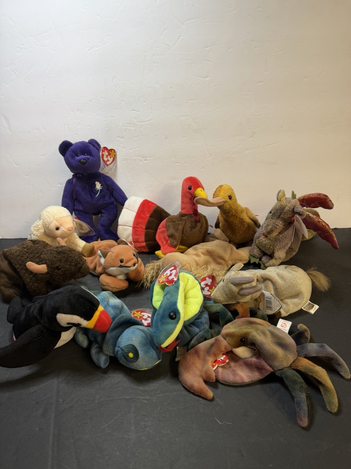 1990's Ty Retired Original Beanie Babies Plush Toys Lot Of 13 Collectibles