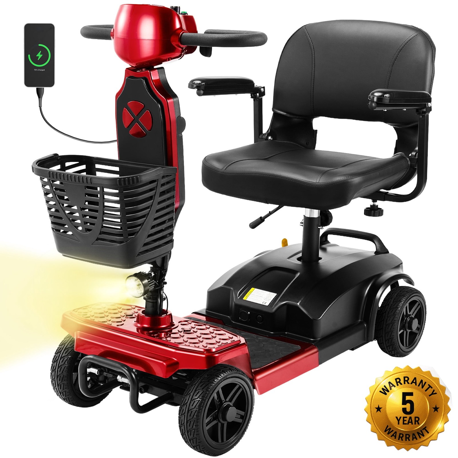 SACVON 4-Wheel Electric Mobility Scooter for Seniors, 250W Motor, 330 lb