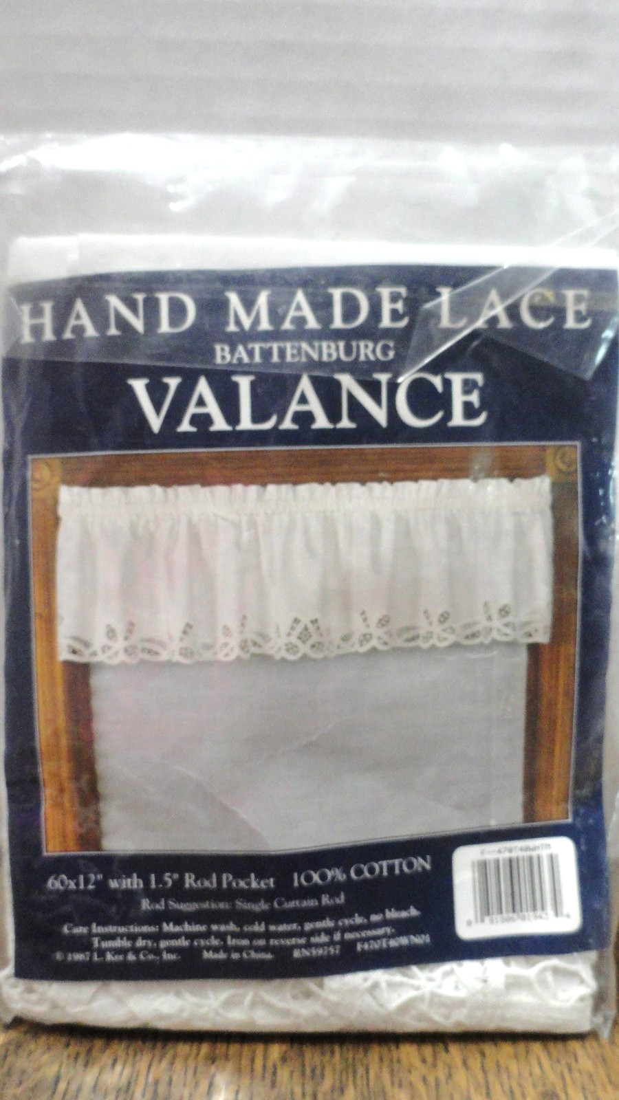 Vtg \'87 White Battenburg Lace Kitchen/Bathroom 1 Valance 60x12\