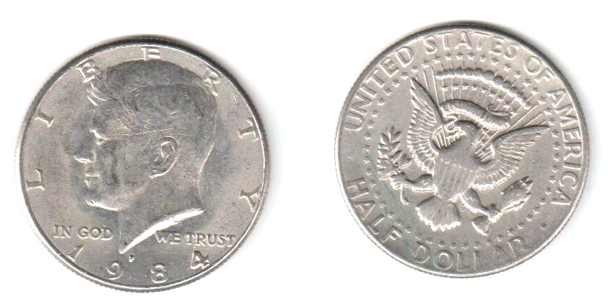 1984 P KENNEDY JFK HALF DOLLAR AVERAGE CIRCULATED - 1984 P KENNEDY JFK HALF DOLLAR AVERAGE CIRCULATED -