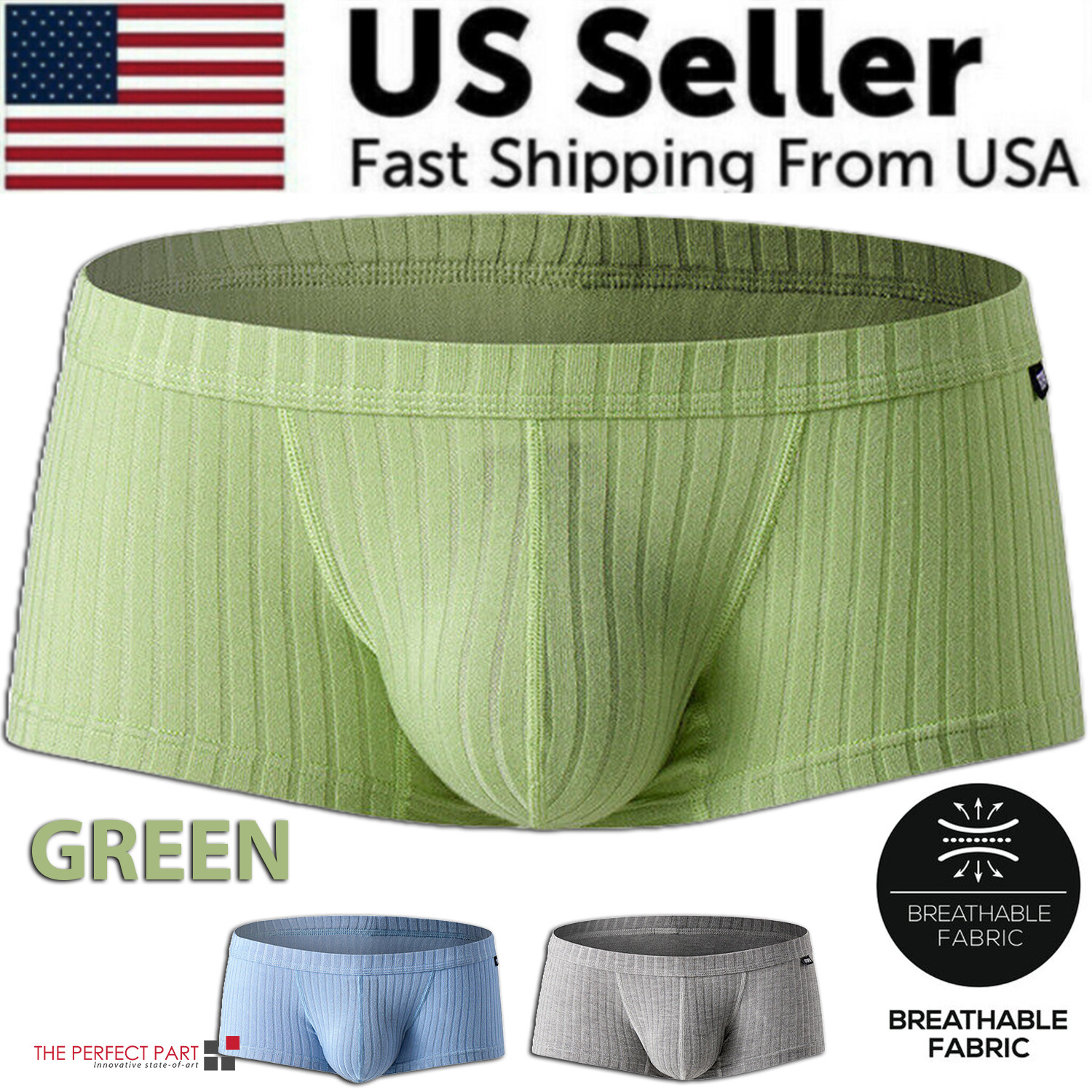 Men\'s Sexy Underwear Low waist Briefs U Pouch Boxers Striped Shorts Underpants