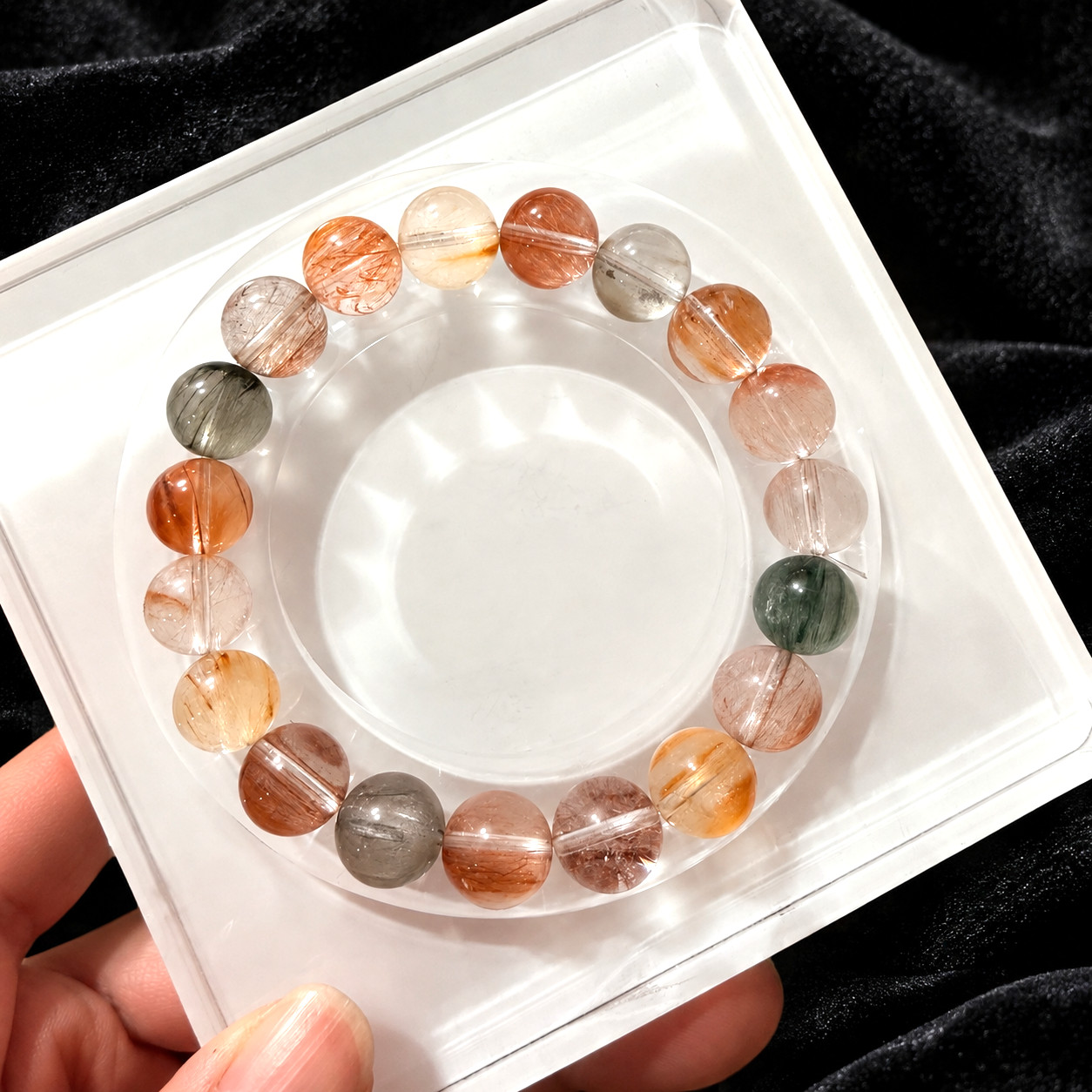Natural Undyed Rabbit Hair Quartz Bracelets 10.5mm Wholesale Bulk Lot 10PCS