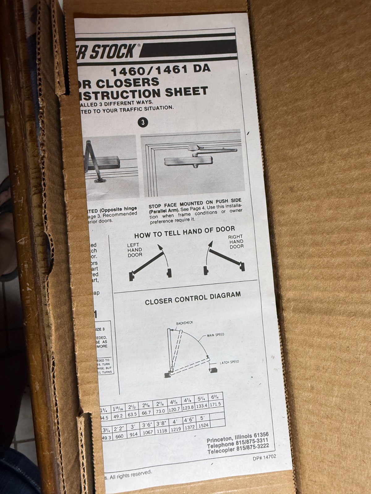 Ingersoll-Rand LCN Closers 1460 RW/PA Brass Finish Door Closer TBMS Screws