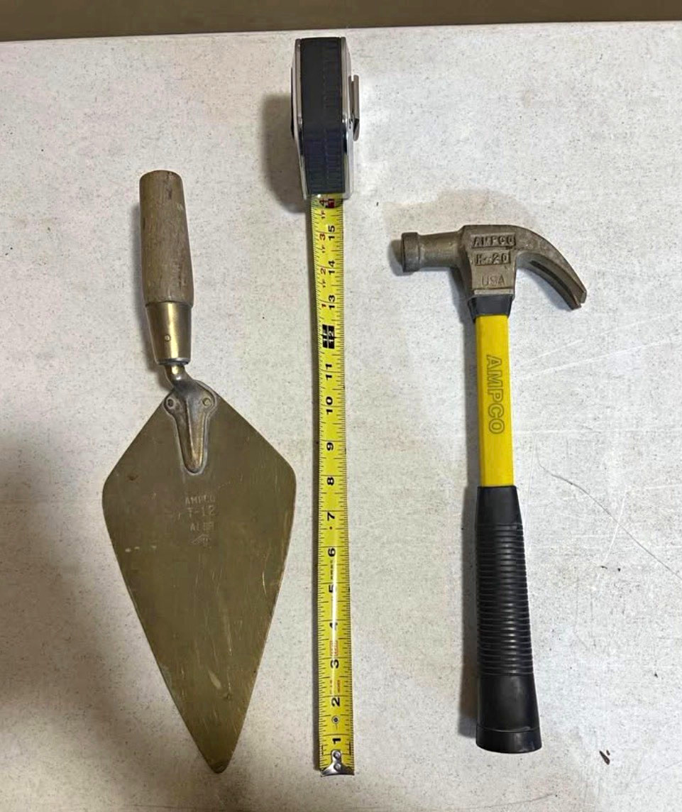 Vintage AMPCO T-20 Non-Sparking Hammer & T-12 ALBR AFM Bronze Mason Trowel Lot
