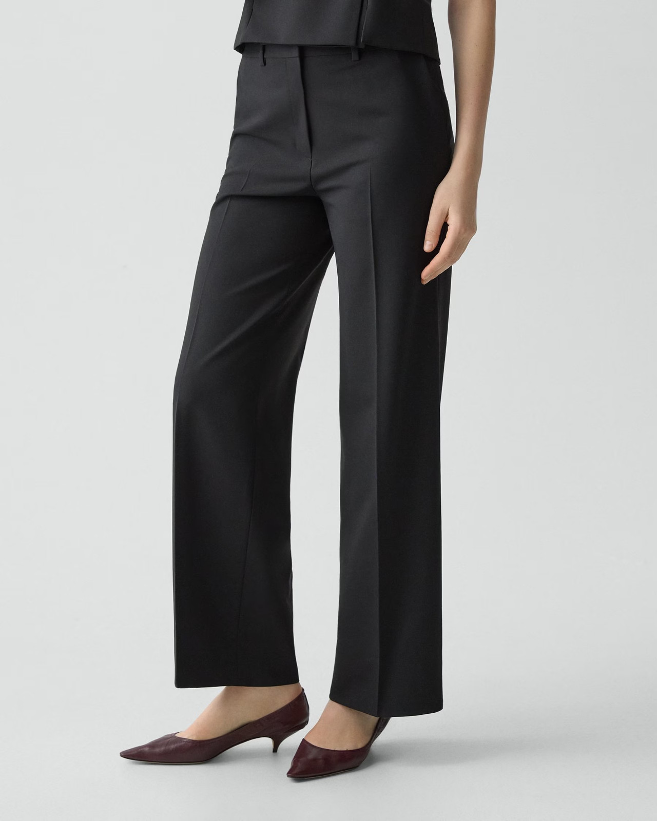 Theory Luke Stretch Canvas Trouser Pants in Black Women 6 Straight USA NWT $225