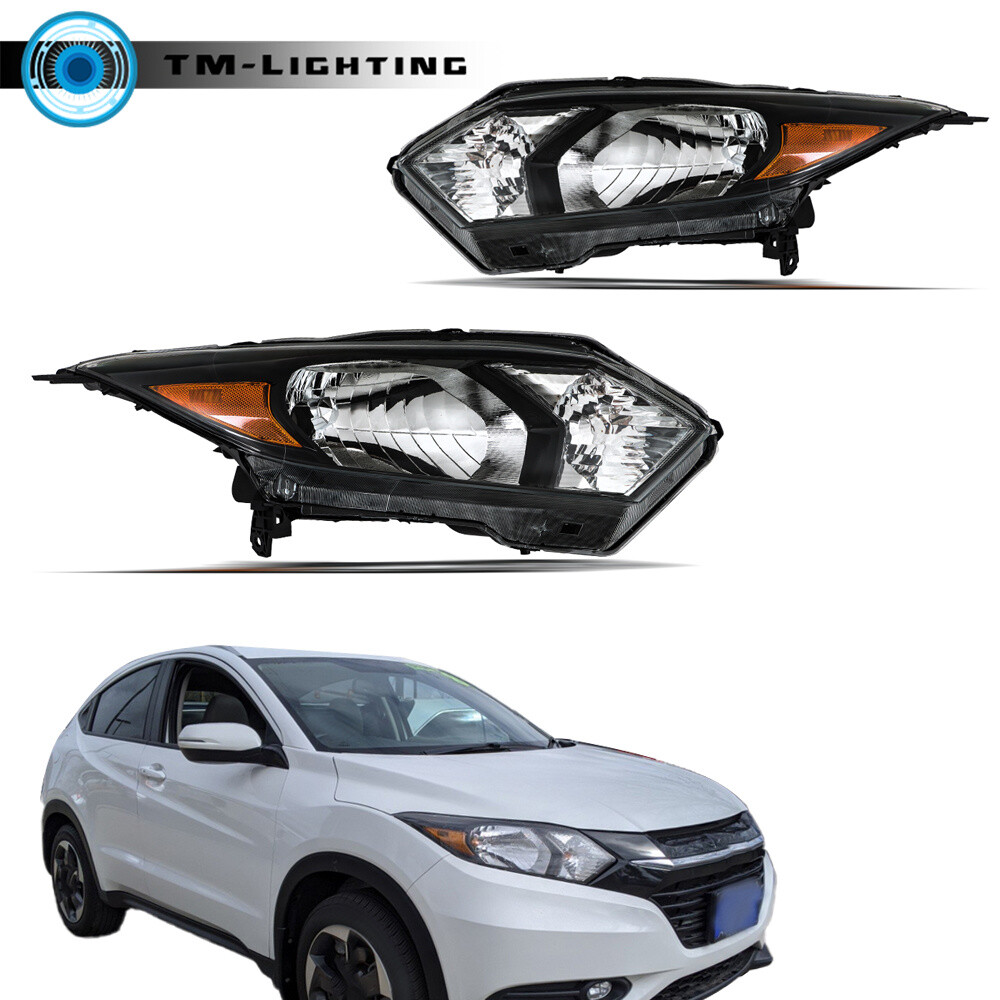 For 2016-2018 Honda HRV Projector Headlights Headlamps Halogen Black RH&LHSide