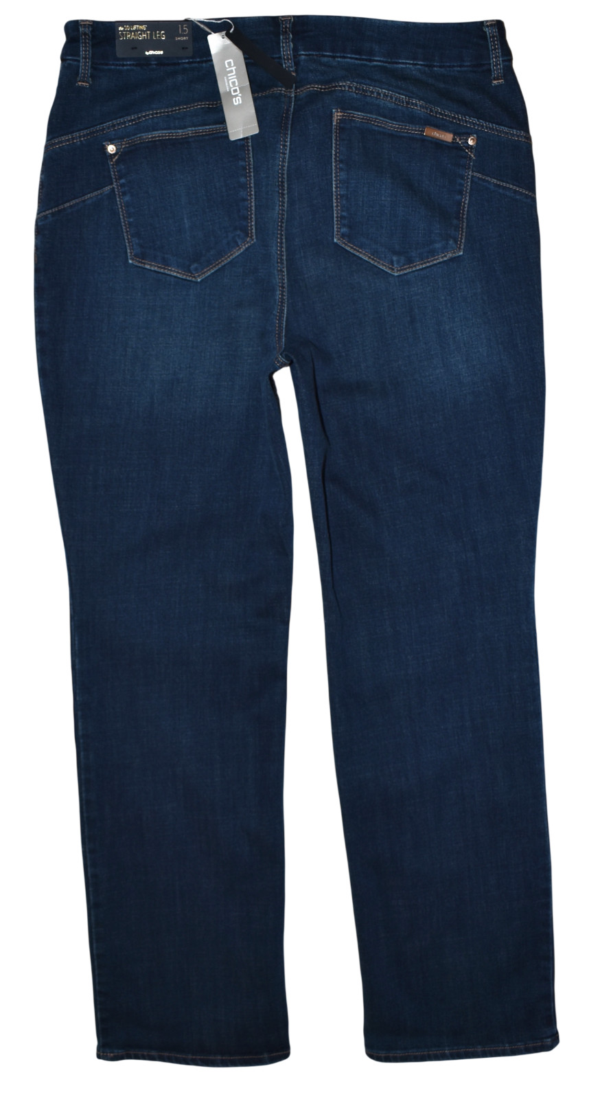 Chico\'s So Lifting Straight Leg Jeans Women\'s Sz 1.5 (10) Short/Dark Wash Denim