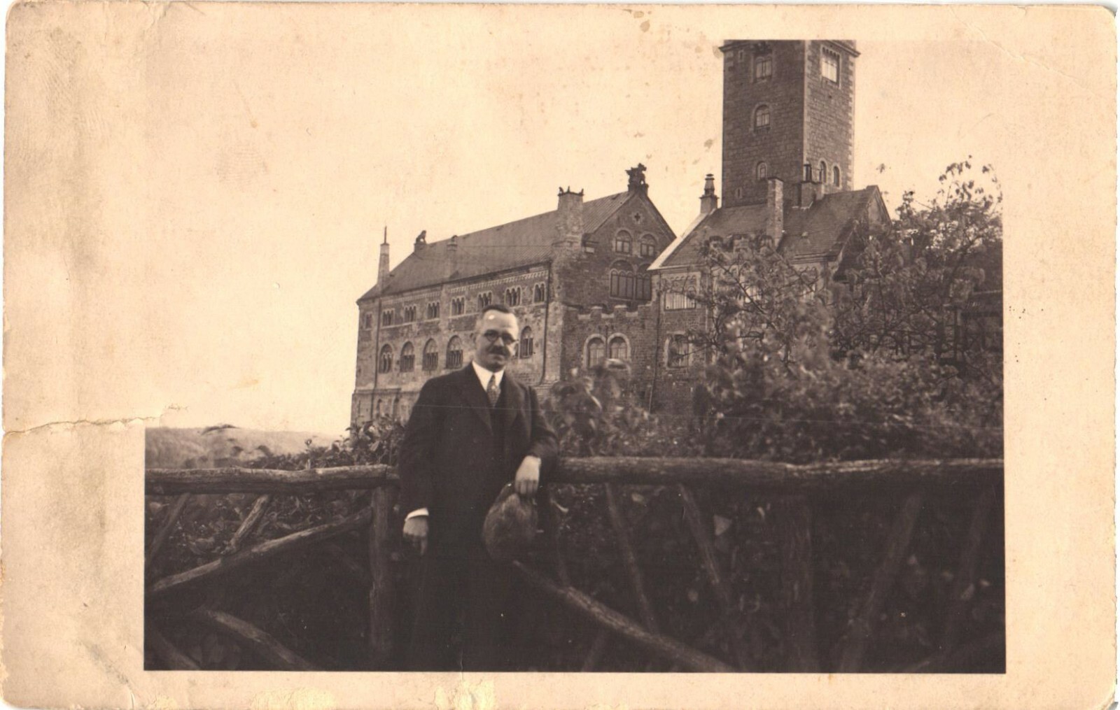 Eisenach Germany Wartburg Castle Man RPPC Real Photo Postcard 1930s Eisenach Germany Wartburg Castle Man RPPC Real Photo Postcard 1930s