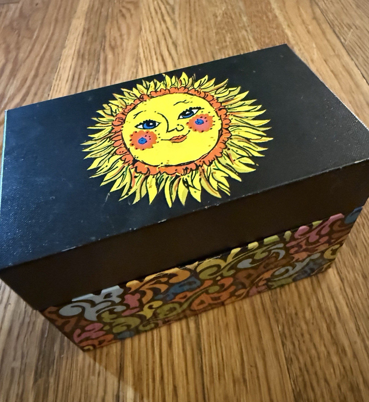Vintage Ohio Art Tin Recipe Box Celestial Groovy Sun