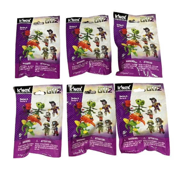 🌻K’nex Plants Vs Zombies Series 4 Figurines LOT OF 6 Blind Packs To Collect🌻
