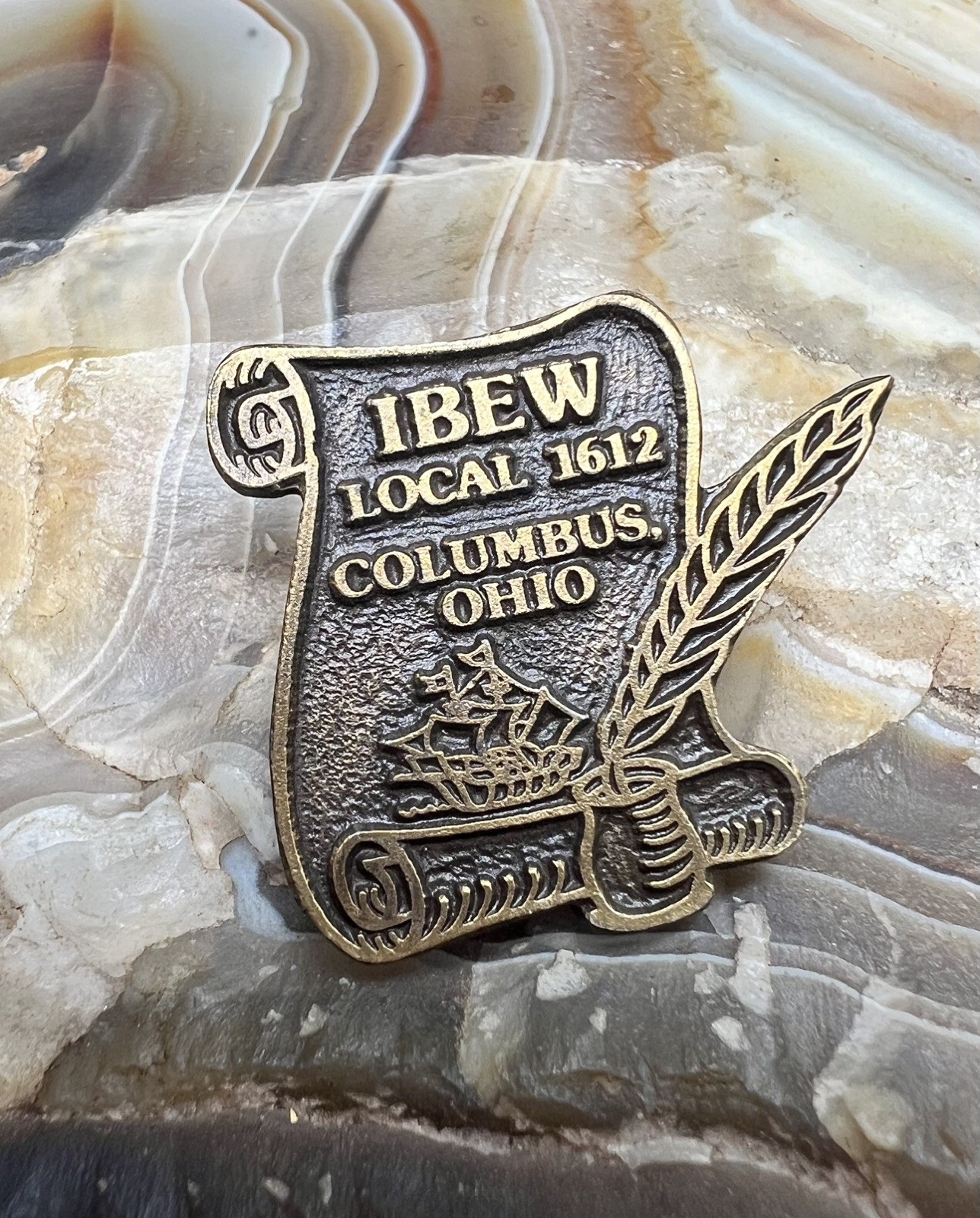 Vintage IBEW Local 1612 Pin Columbus Ohio Scroll Pen & Ink Well Vintage IBEW Local 1612 Pin Columbus Ohio Scroll Pen & Ink Well