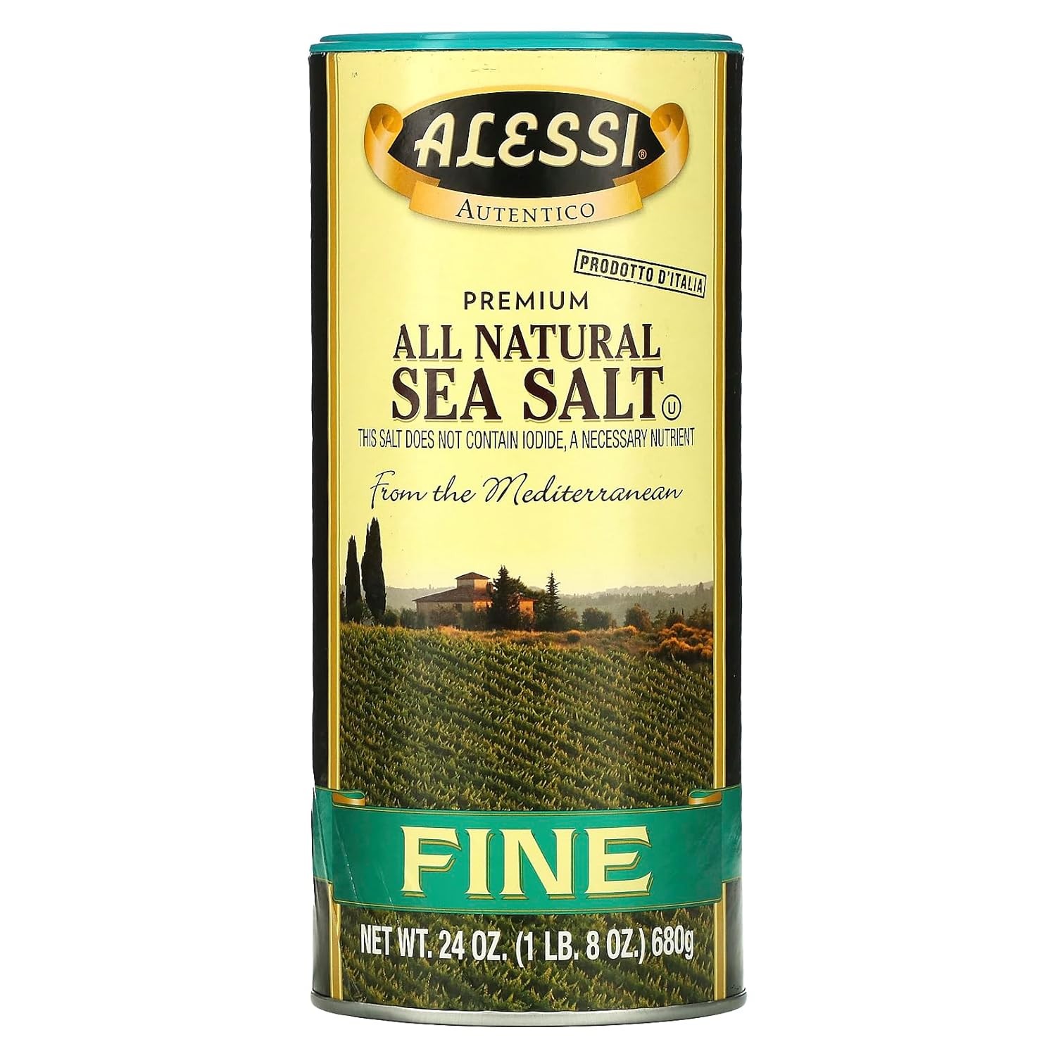 ALESSI Fine Mediterranean Sea Salt, 24oz (6 Pack)