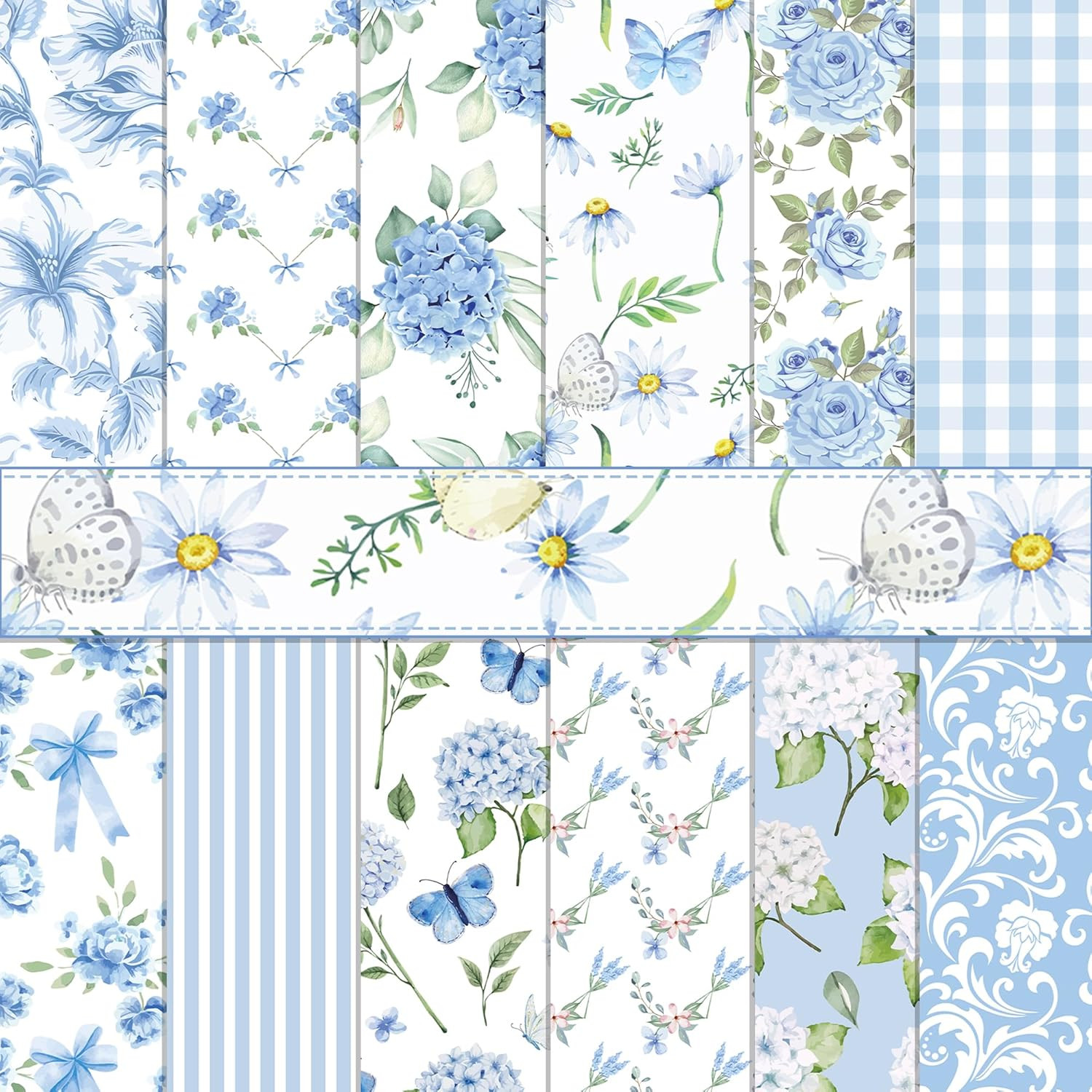24 Sheets Hydrangea Scrapbook Paper 12'' X 12'' Light Blue Floral Pattern Pad Hy 24 Sheets Hydrangea Scrapbook Paper 12'' X 12'' Light Blue Floral Pattern Pad Hy