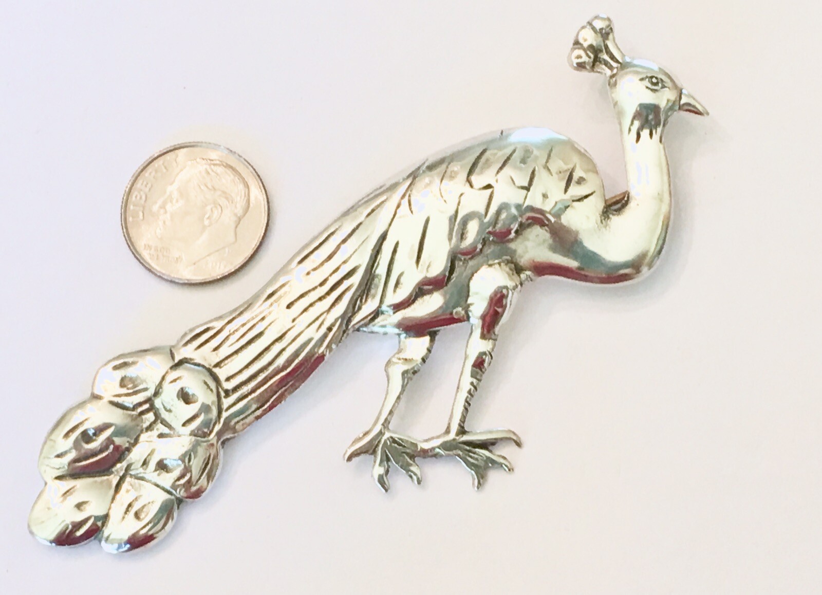 Vintage 40’s ~ STERLING SILVER 950 ~ HUGE 4” Peacock Pin ~ HEAVY 24 Grams Vintage 40’s ~ STERLING SILVER 950 ~ HUGE 4” Peacock Pin ~ HEAVY 24 Grams