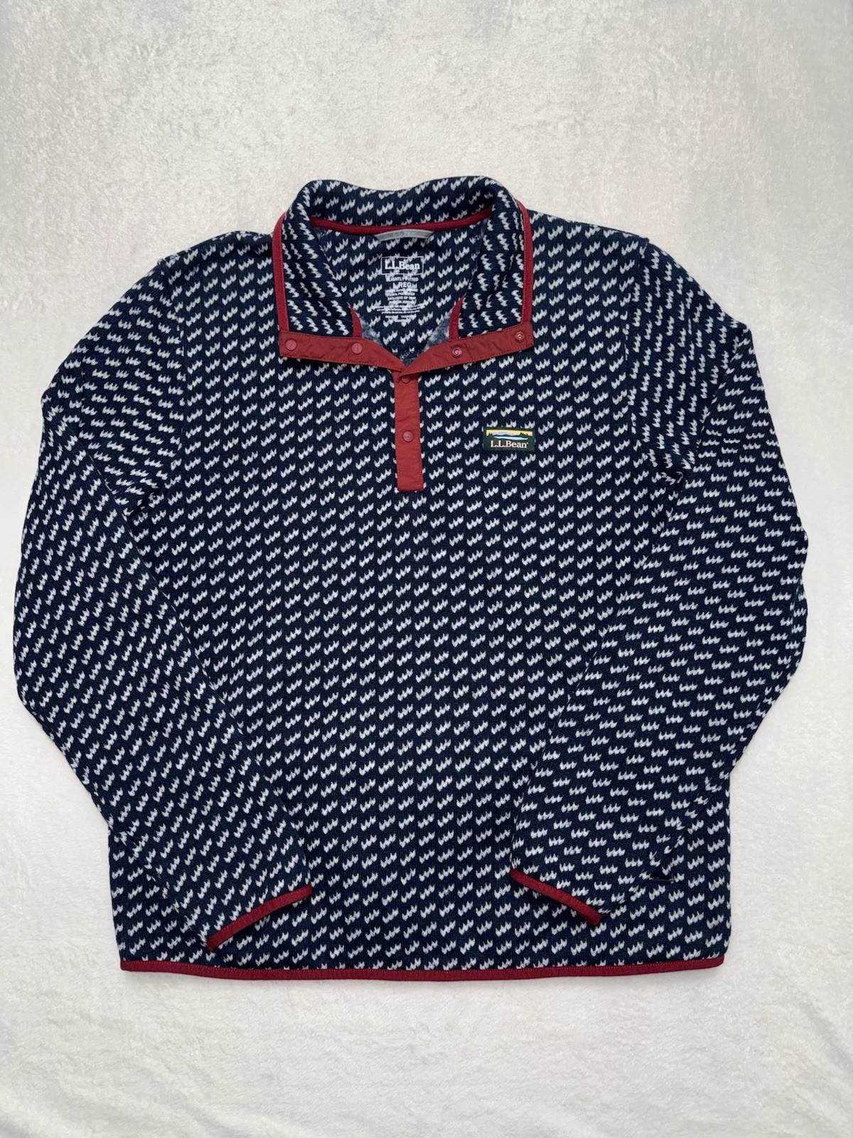 L.L. Bean Men’s Fleece Print Pullover Slightly Fitted Sweater Size Large