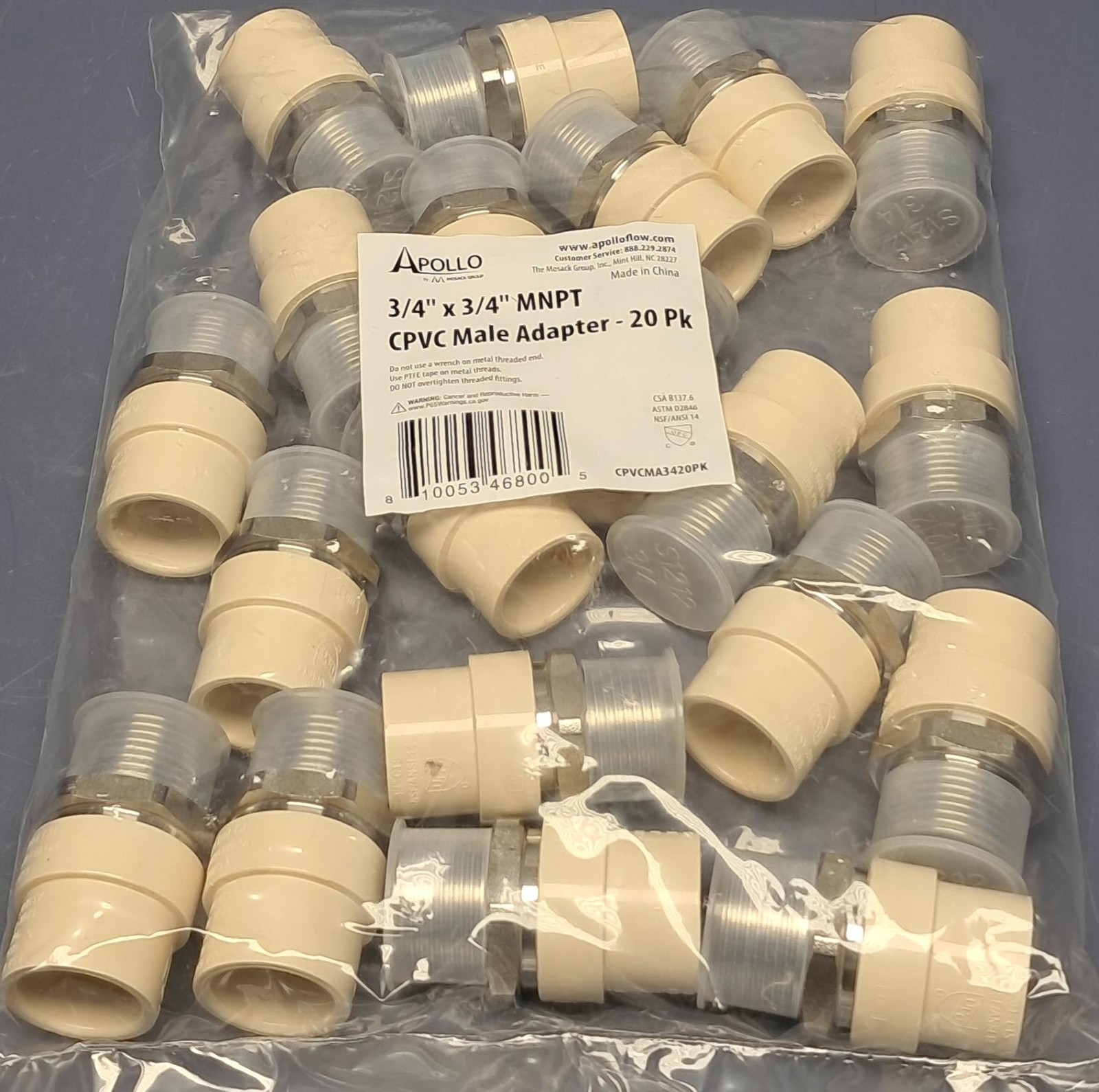 Lot of 20 Apollo - CPVCMA3420PK - 3/4