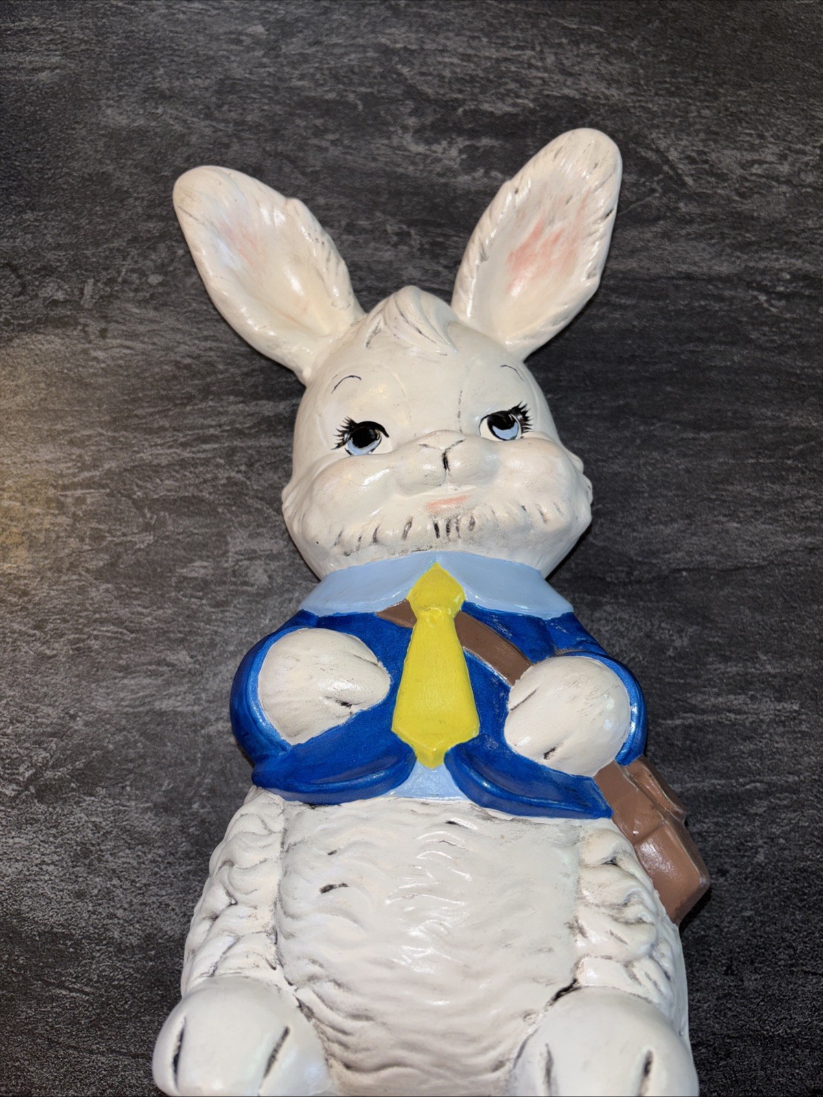 Vintage Ceramic 13” Bunny Rabbit Coin Bank - Alberta's Mold 1977 Hand Painted