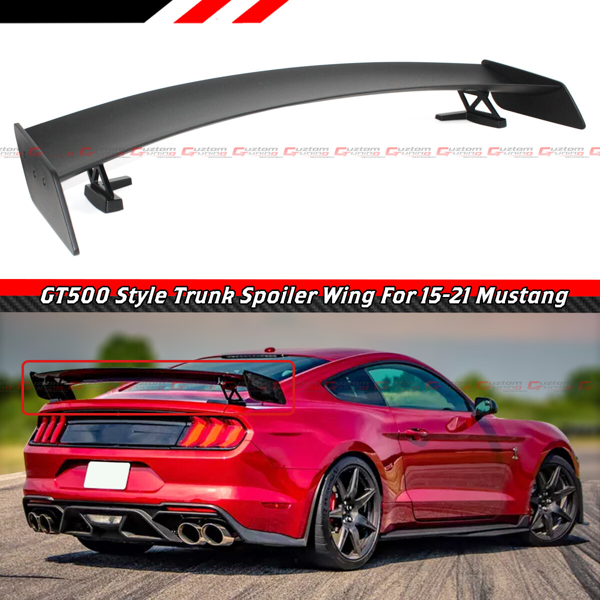 FOR 2015-2023 FORD MUSTANG GT500 STYLE BIG TRUNK SPOILER WING WITH METAL STANDS FOR 2015-2023 FORD MUSTANG GT500 STYLE BIG TRUNK SPOILER WING WITH METAL STANDS