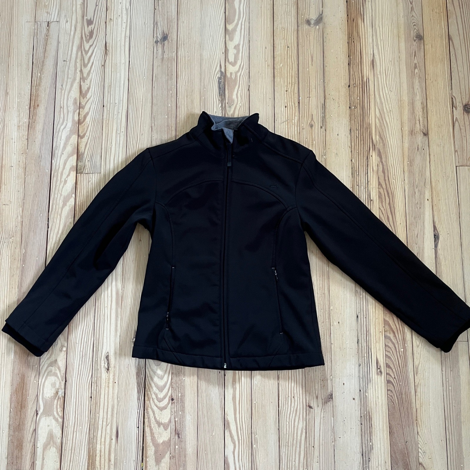 Snozu Softshell Jacket Womens Small Black Full Zip Fleece Lined Mock Neck Outer