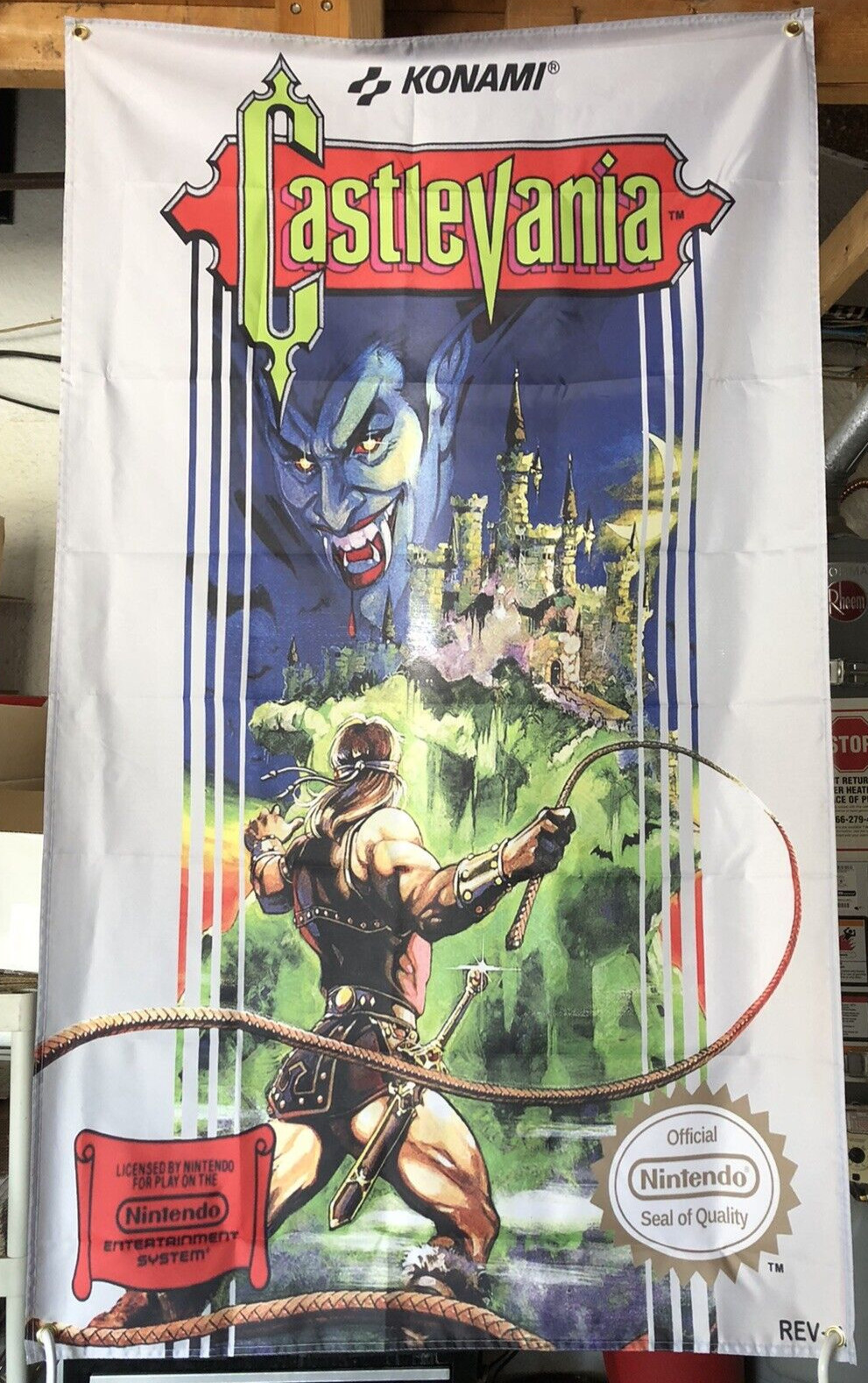 CASTLEVANIA Nintendo NES Boxart 5' Simon Belmont Dracula Flag Banner Poster