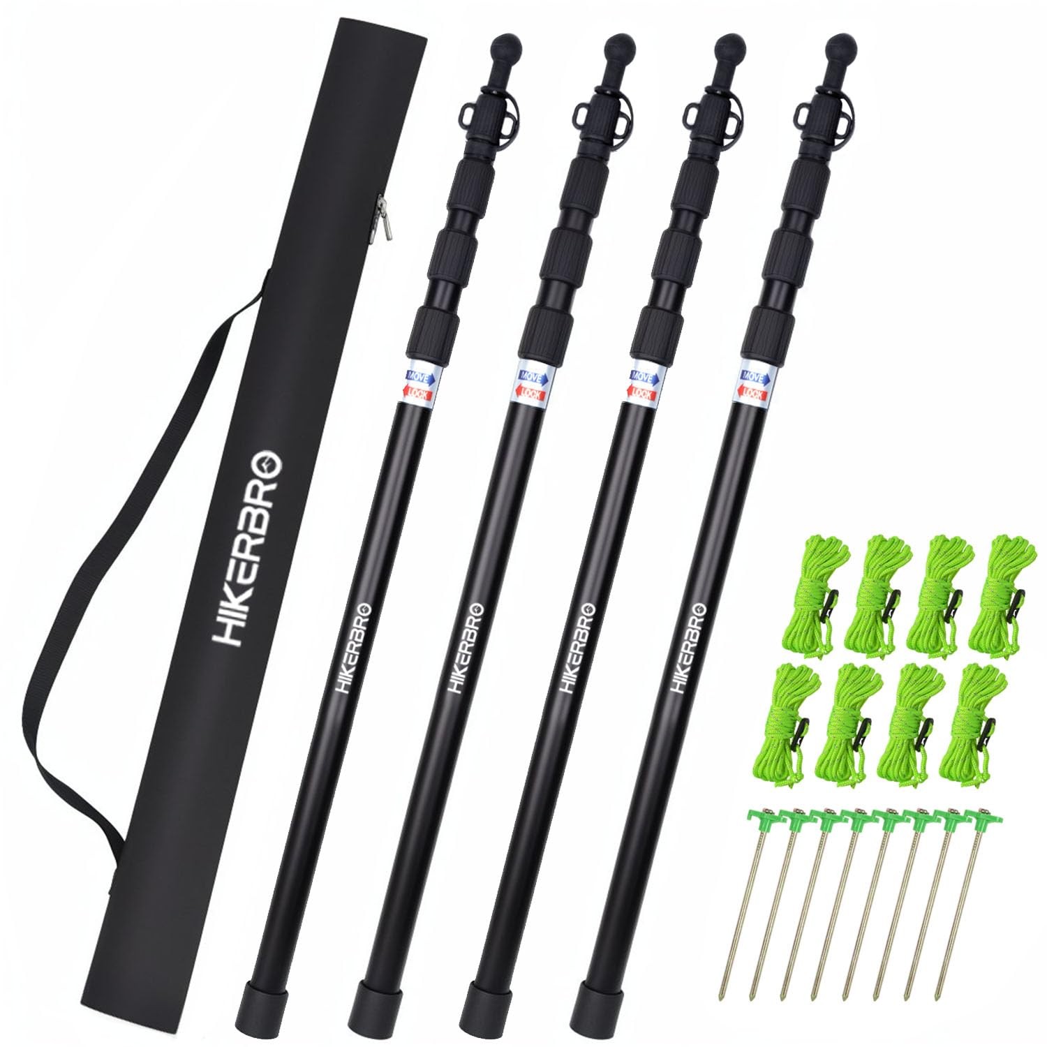 HIKERBRO Telescoping Tarp Poles, Up To 7.7ft Aluminum Tent Poles for Tarp wit...