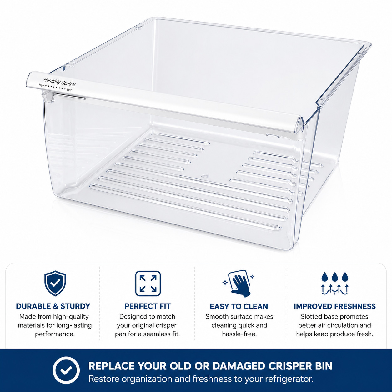 Upper Crisper Pan Compatible with Whirlpool Refrigerator WP2188656 2188656 Upper Crisper Pan Compatible with Whirlpool Refrigerator WP2188656 2188656