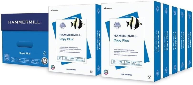 Hammermill Copy Plus 8.5 x 11 Printer Paper, 20 lb 92 Bright White 5000 Sheets Hammermill Copy Plus 8.5 x 11 Printer Paper, 20 lb 92 Bright White 5000 Sheets