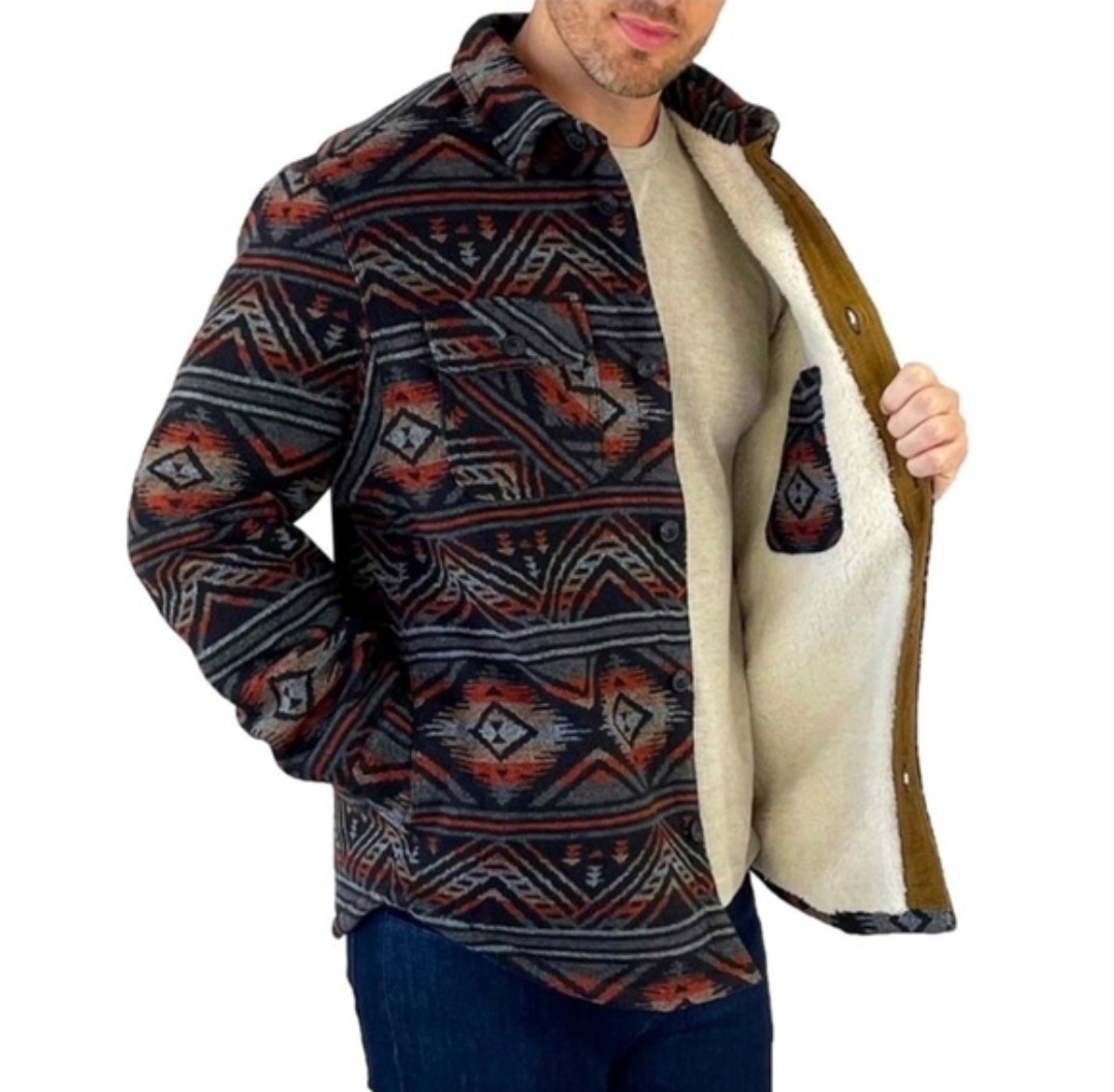 Jachs Mens Aztec Southwest Wool Blend Sherpa Fleece Lined Shirt Jacket M Jachs Mens Aztec Southwest Wool Blend Sherpa Fleece Lined Shirt Jacket M