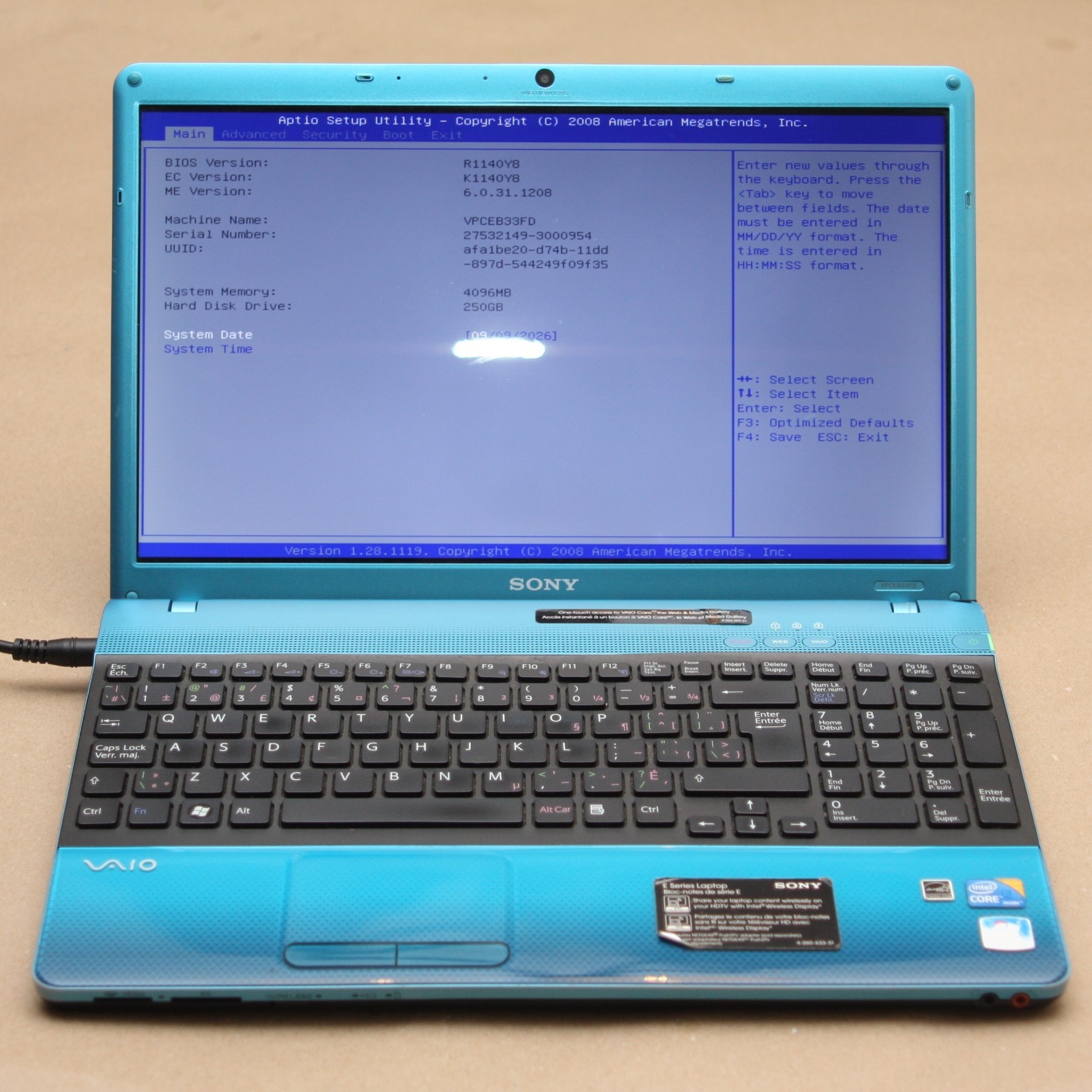 Sony VAIO VPCEB33FD/L i3-370M Intel HD Graphics 250GB HDD 4GB RAM Windows 7