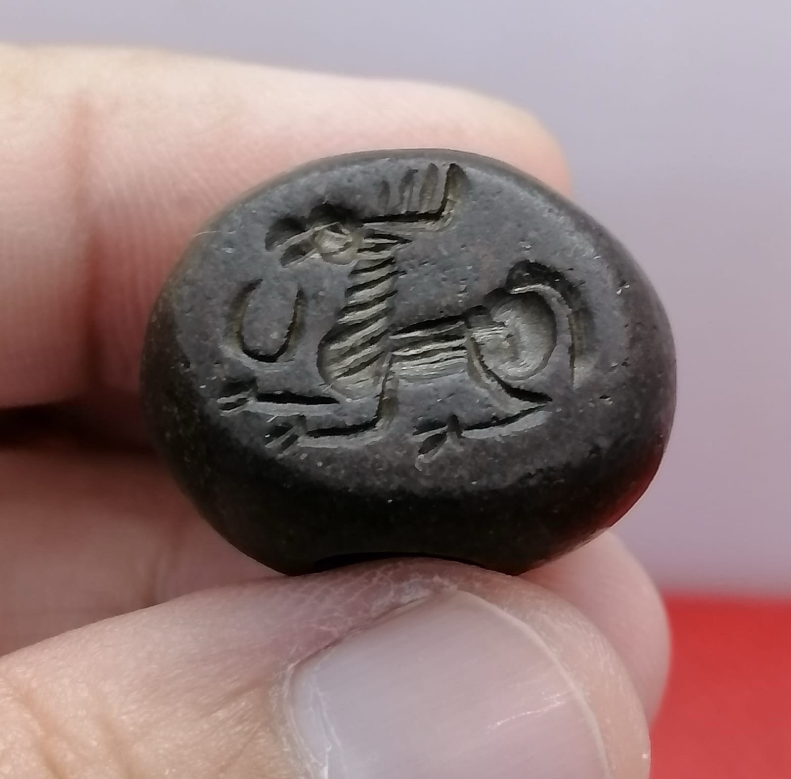 Unique Antique   Stunning  Near Eastern Jasper  Stone Intaglio Seal  Stone Bead
