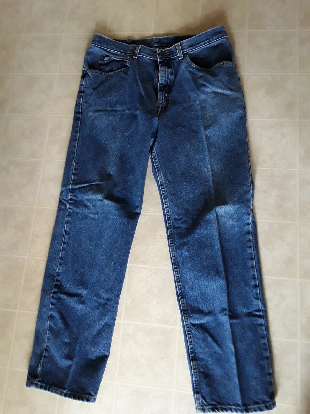 Men\'s Blue Lee Genuine Vintage Straight Fit Denim Jeans Sz 34X32
