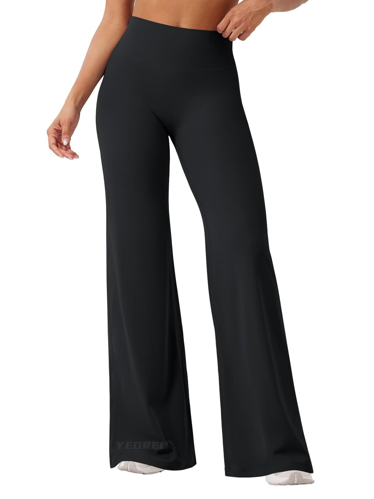YEOREO Women\'s Black Workout Leggings No Front Seam Straight 33 High Waist M YEOREO Women\'s Black Workout Leggings No Front Seam Straight 33 High Waist M