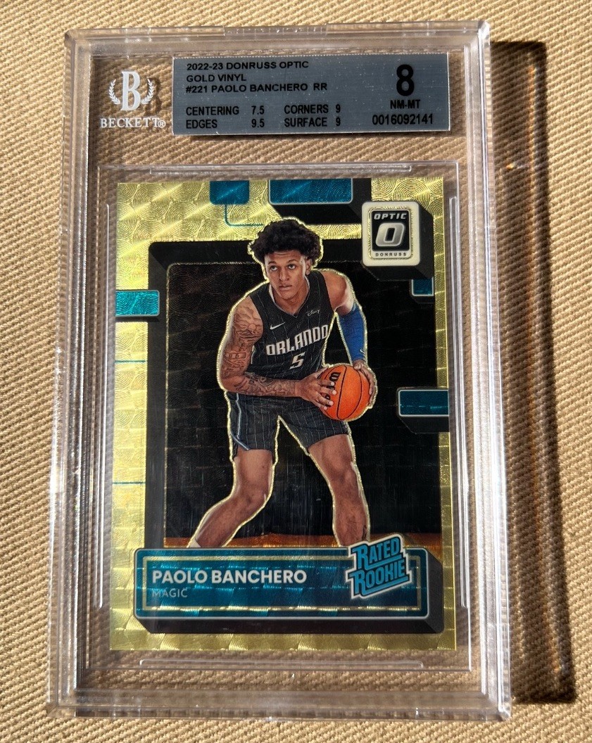 2022-23 Donruss Optic #221 Paolo Banchero Gold Vinyl Rookie RC 1/1 BGS 8