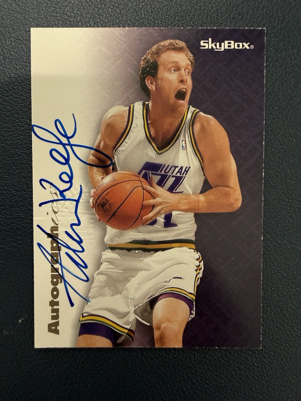 1996-97 Skybox Autographics Adam Keefe Utah Jazz Century Marks /100 Blue