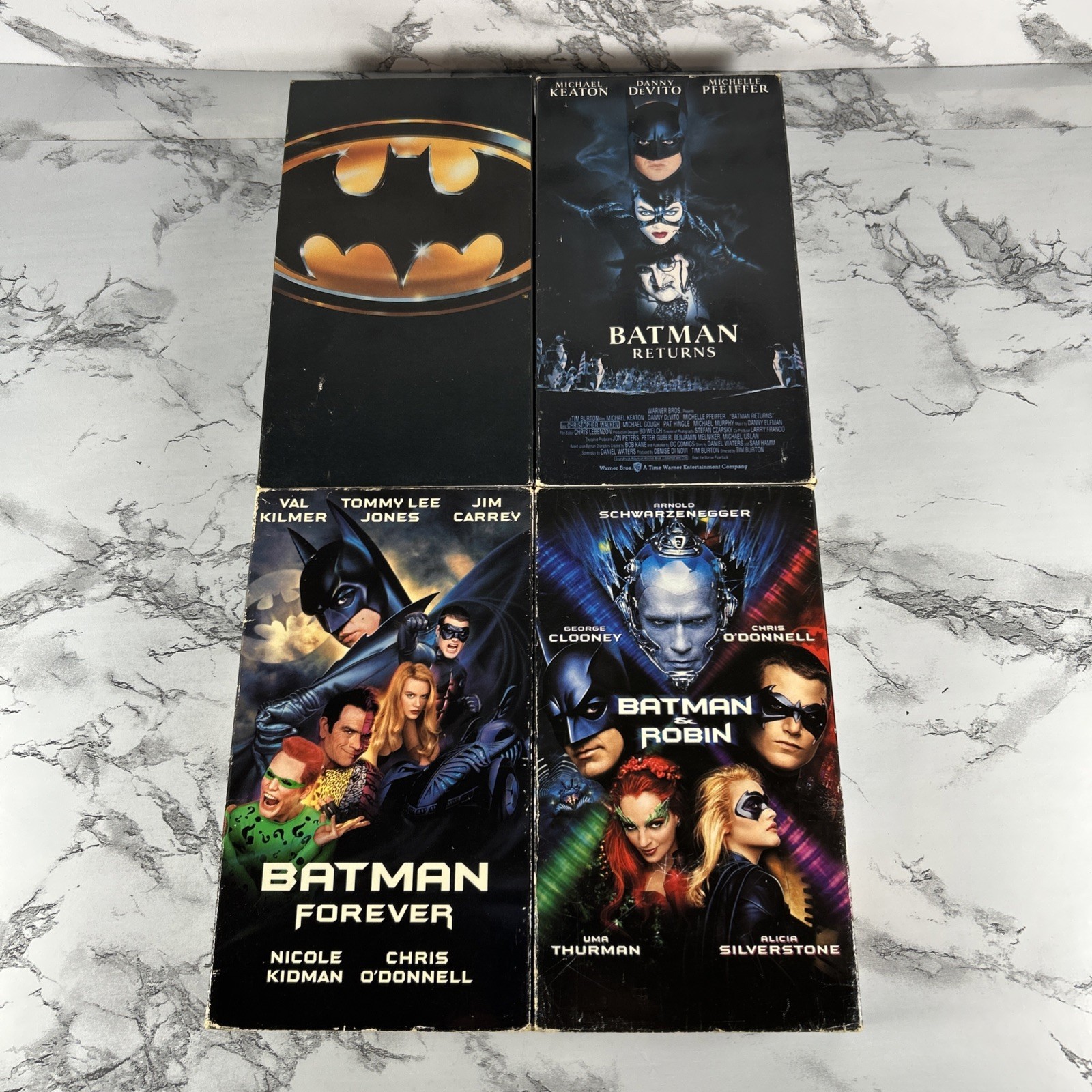 Batman VHS Lot of 4 1989 Returns Forever Batman & Robin Michael Keaton DC Tested