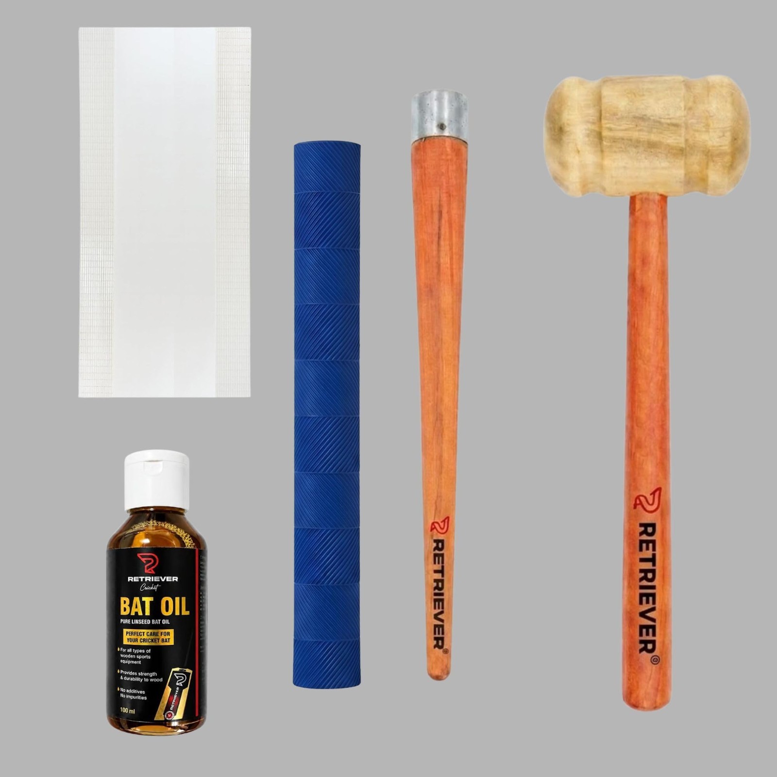 Genuine Cricket Batting Cone 6 pc, Hammer 6 pcs, grip 12pc, Tape 6pc, Oil 6pc