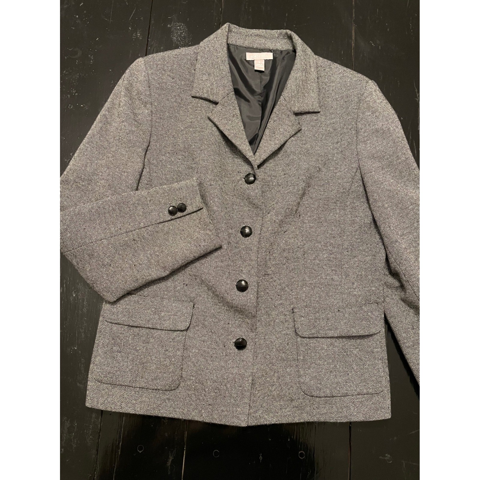 Nordstrom Women\'s Gray Herringbone Tweed Blazer Jacket Size 12