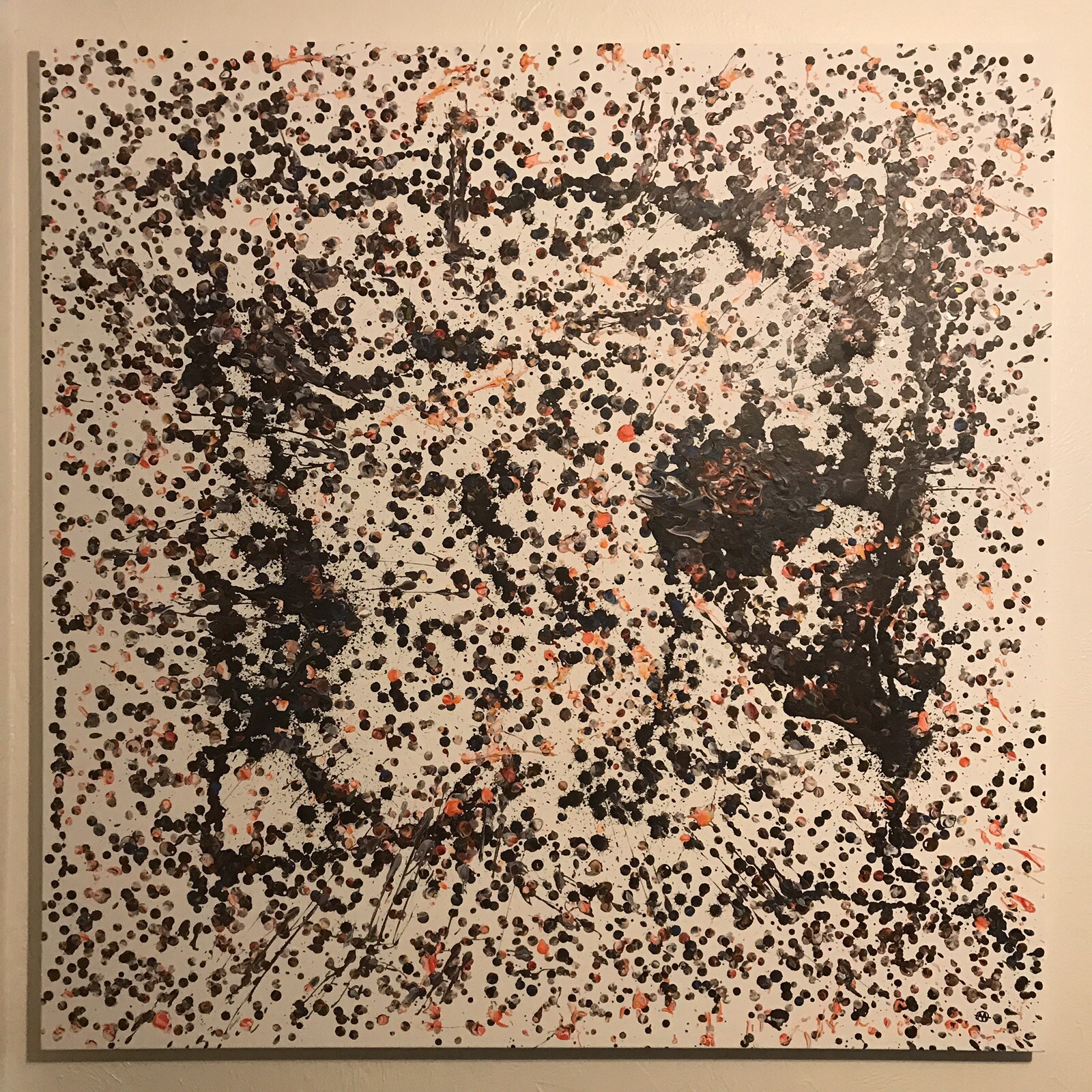 EPIC 48” ORIGINAL ABSTRACT DRIP PATTERN POINTILLISM ACRYLIC CANVAS TEXAS ARTIST