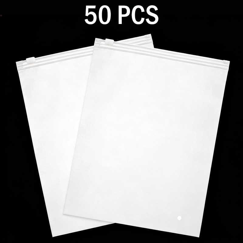 50 garment packaging bags, 7x8 inch frosted zipper bags with ventilation holes. 50 garment packaging bags, 7x8 inch frosted zipper bags with ventilation holes.