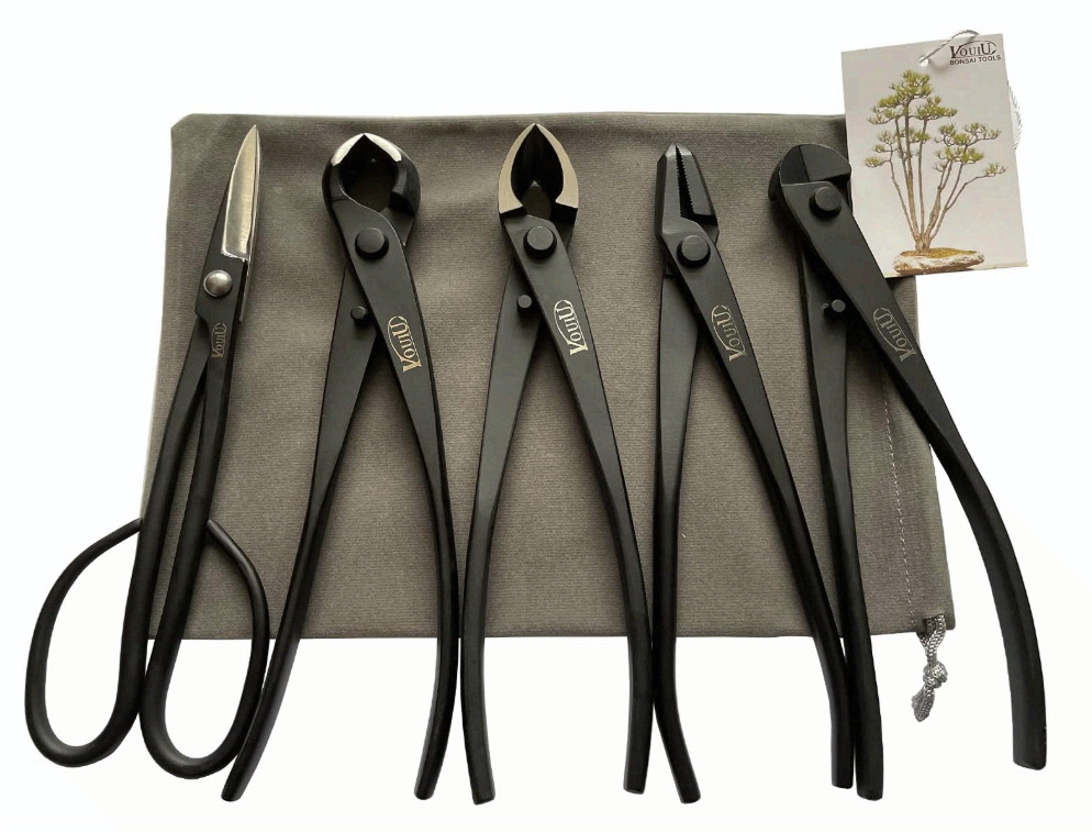 5-Piece Bonsai Tool Set: Cutter, Pliers & Scissors