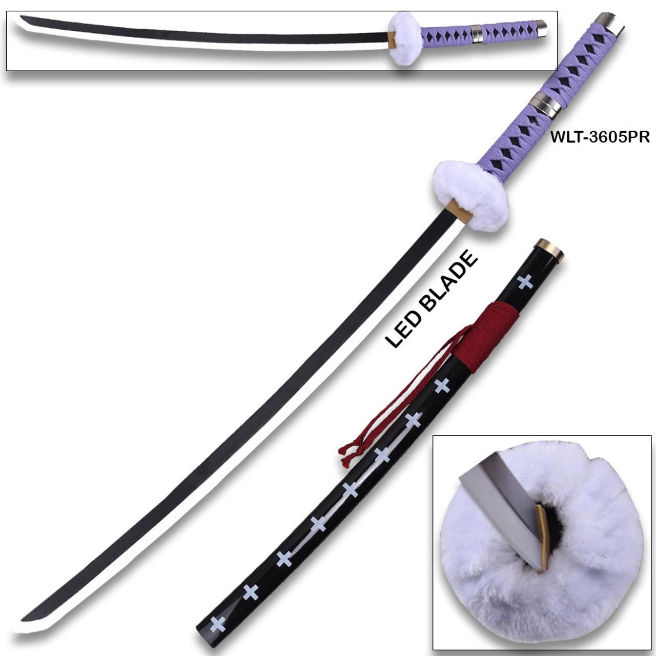 OnePiece Anime Surgeon of Death Dr Trafalgar Law Purple Wood Sword LED Light-Up OnePiece Anime Surgeon of Death Dr Trafalgar Law Purple Wood Sword LED Light-Up