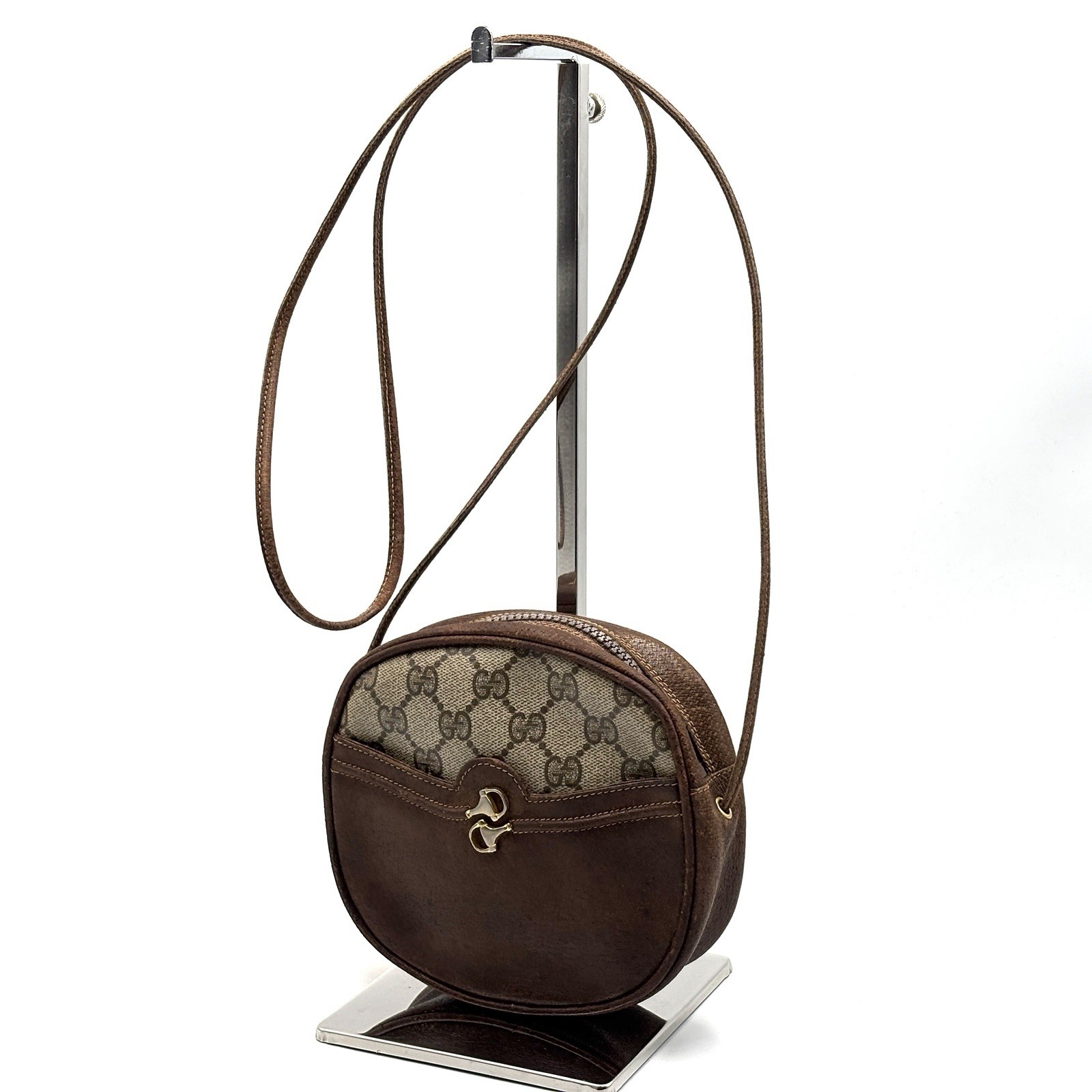 Vintage Gucci Shoulder Bag Crossbody GG Supreme PVC Leather Brown Authentic
