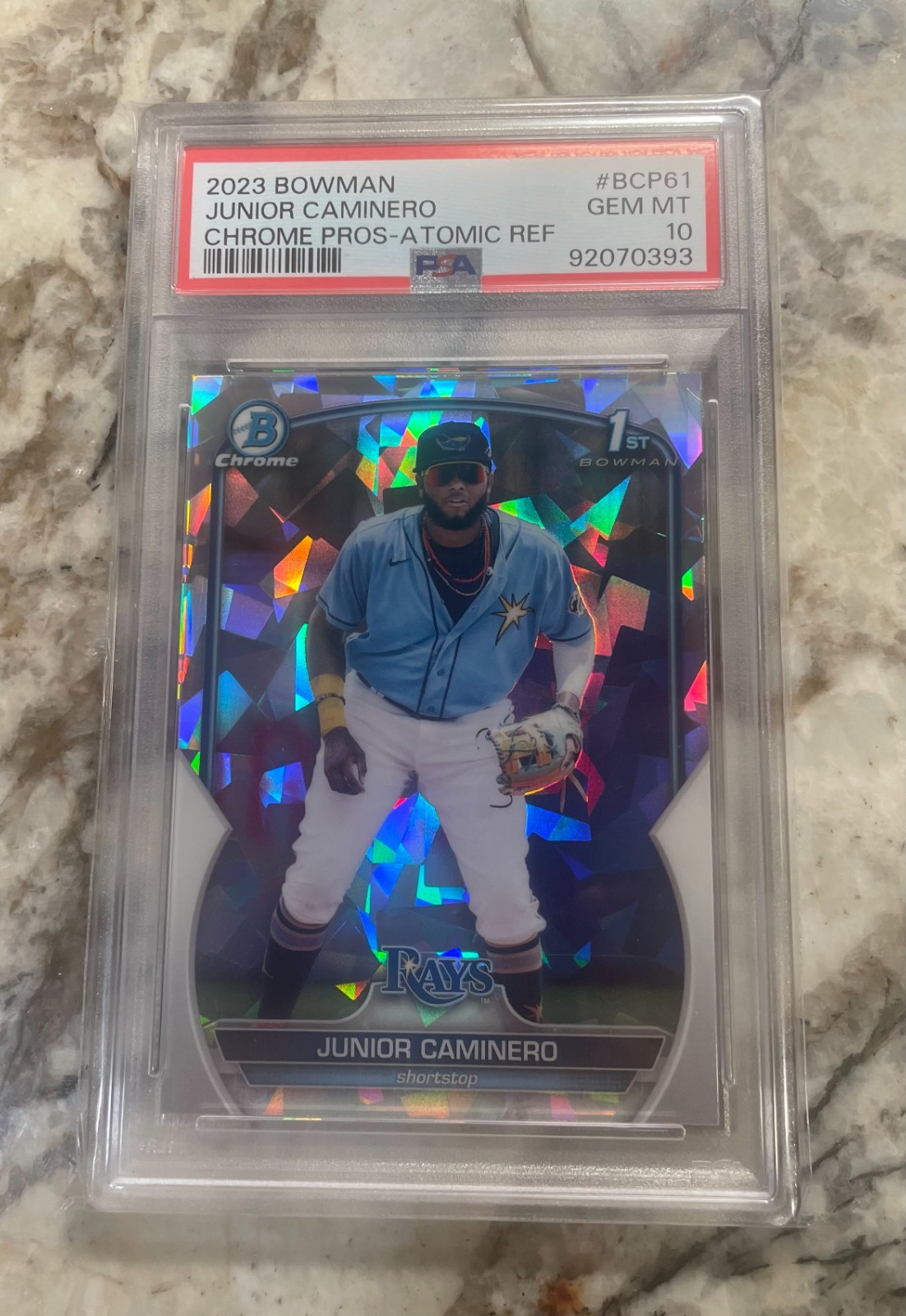 2023 BOWMAN JUNIOR CAMINERO CHROME PROS- ATOMIC REFREACTOR PSA GEM MT 10 #BCP61