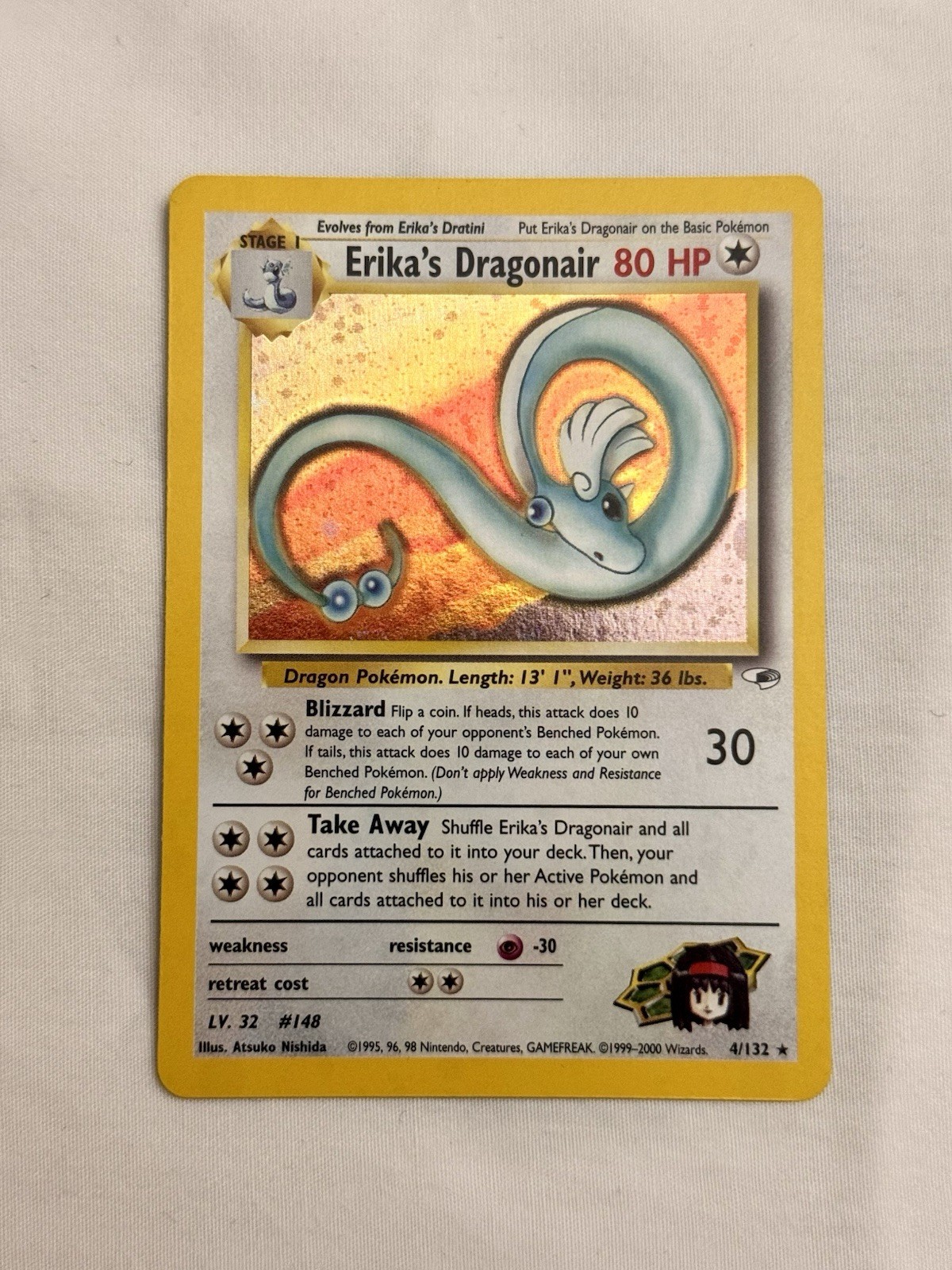 NM - Erika's Dragonair Gym Heroes 4/132 Holo Unlimited Pokemon WOTC SEE PICS NM - Erika's Dragonair Gym Heroes 4/132 Holo Unlimited Pokemon WOTC SEE PICS
