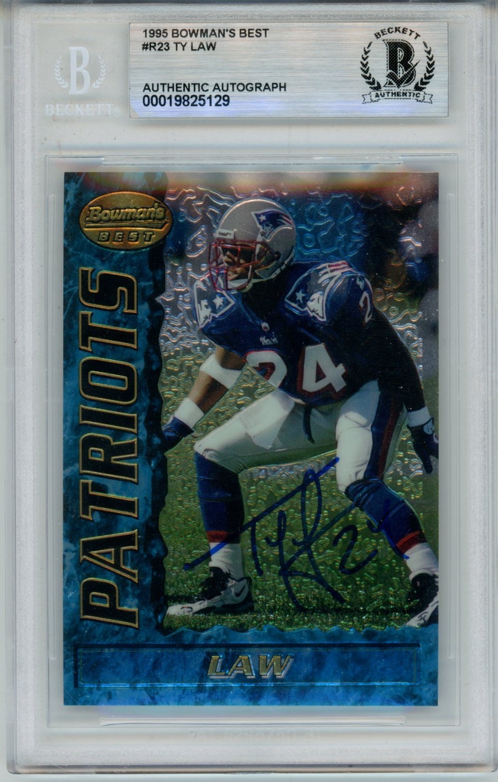 Ty Law Autographed 1995 Bowman\'s Best #23 Trading Card Slab Beckett 57131