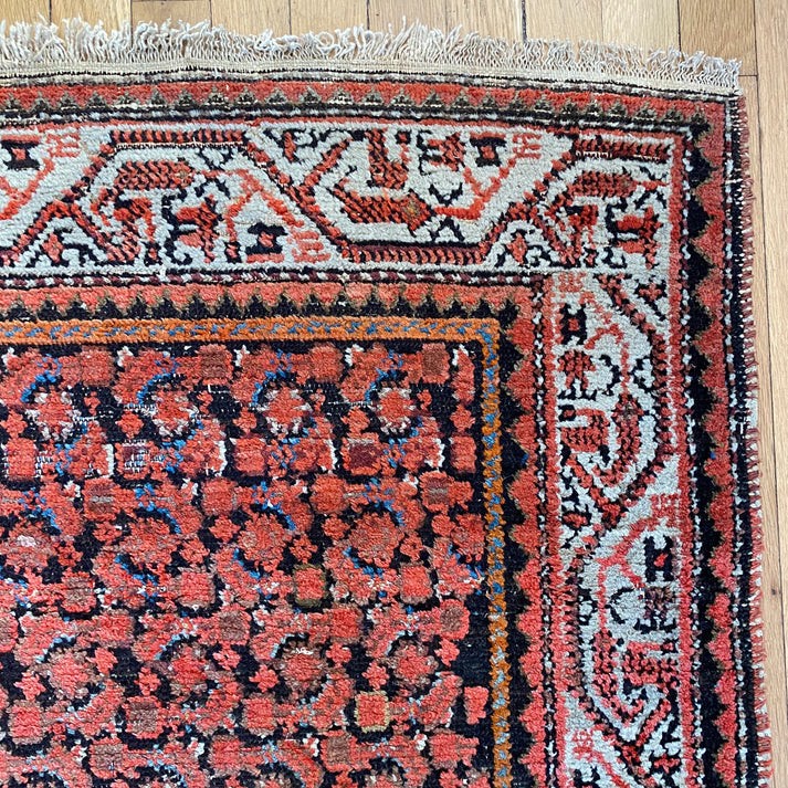 Vintage Rug 4\' x 6\' 4 Brown Hand Knotted Wool Oriental Rug