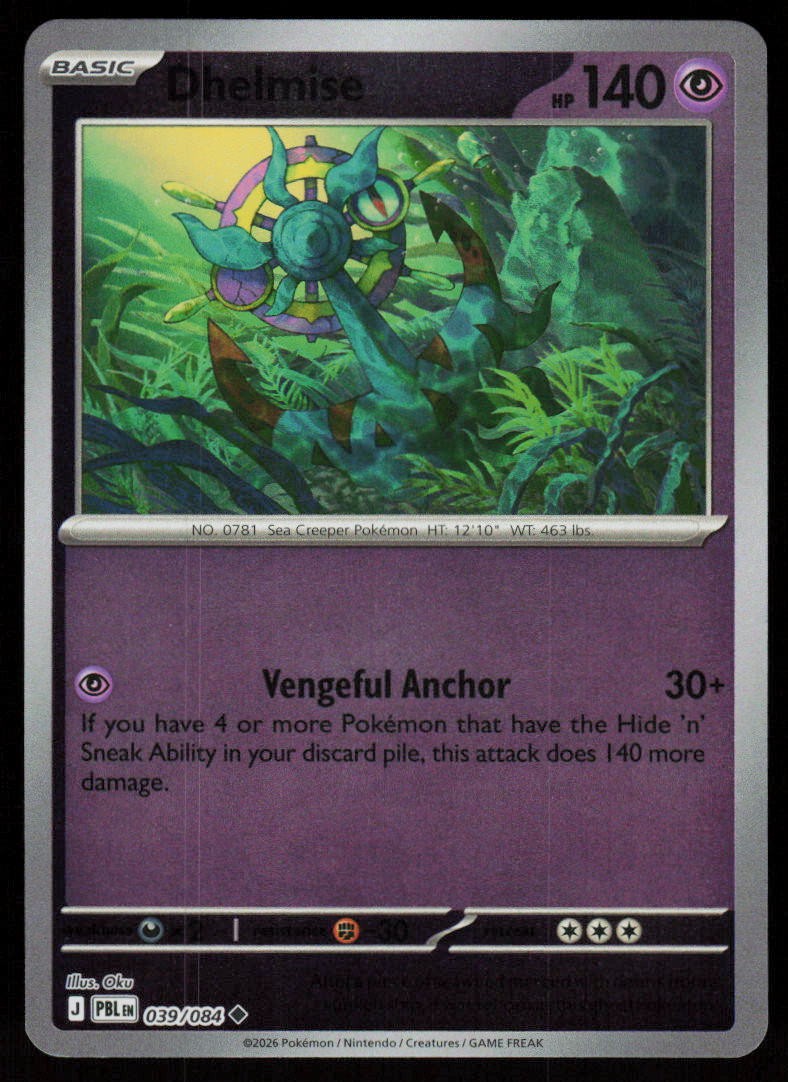 Dhelmise 039/084 Uncommon Pitch Black Pokemon Reverse Holo Near Mint